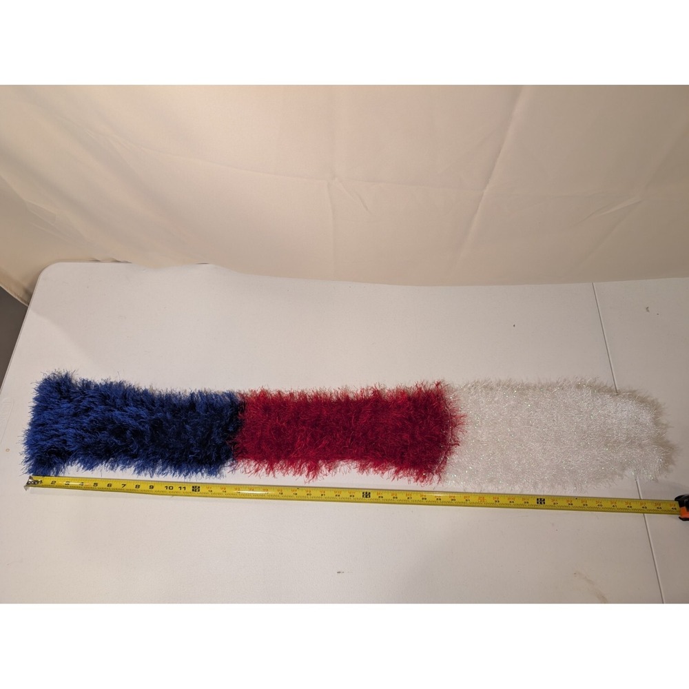 Red White Blue Fuzzy Knit Scarf Soft Novelty Yarn 45" Long Patriotic USA Colors - Picture 2 of 4
